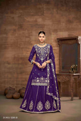 Royal Elegance Embroidered Vichitra Silk Lehenga Set