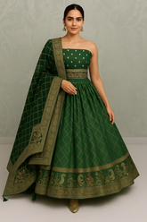 Regal Banarasi Silk Lehenga Set with Intricate Zari & Brocade Border – Timeless Festive Elegance