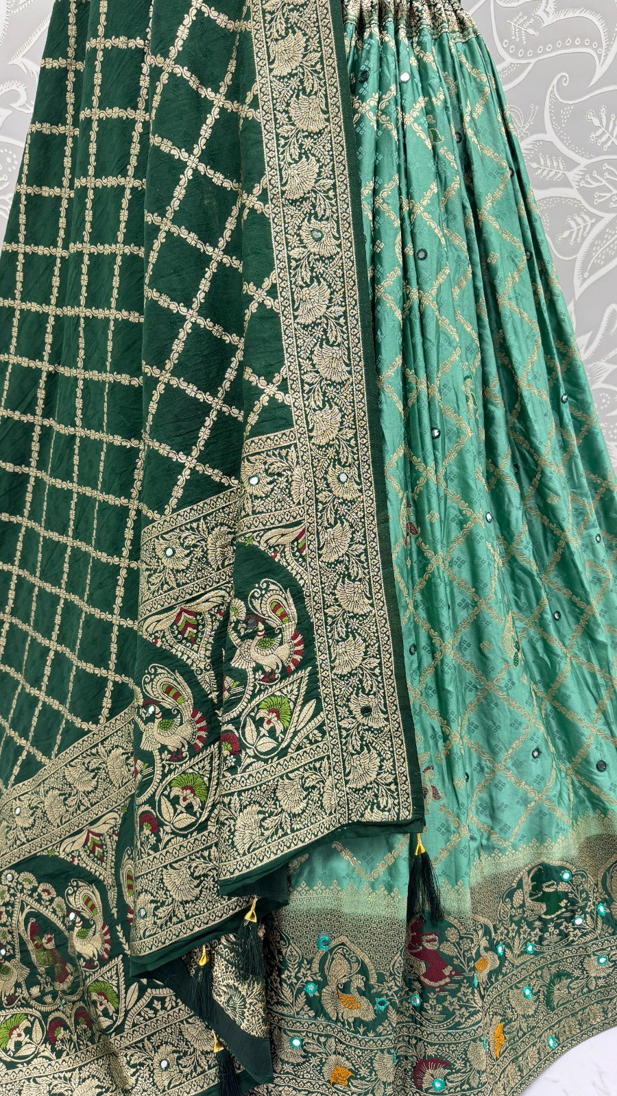 Regal Banarasi Silk Lehenga Set with Intricate Zari & Brocade Border – Timeless Festive Elegance