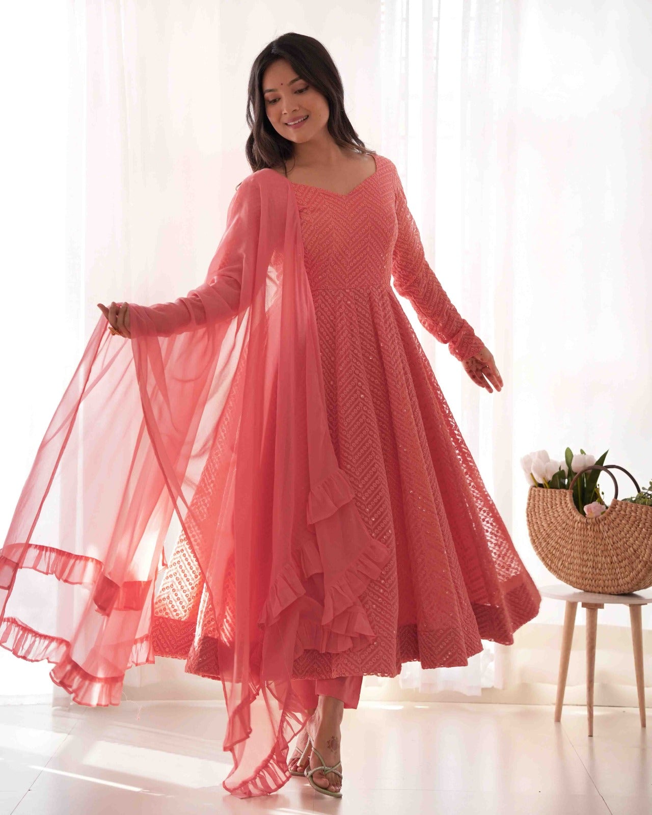 Elegant Embroidered Anarkali Set with Dupatta