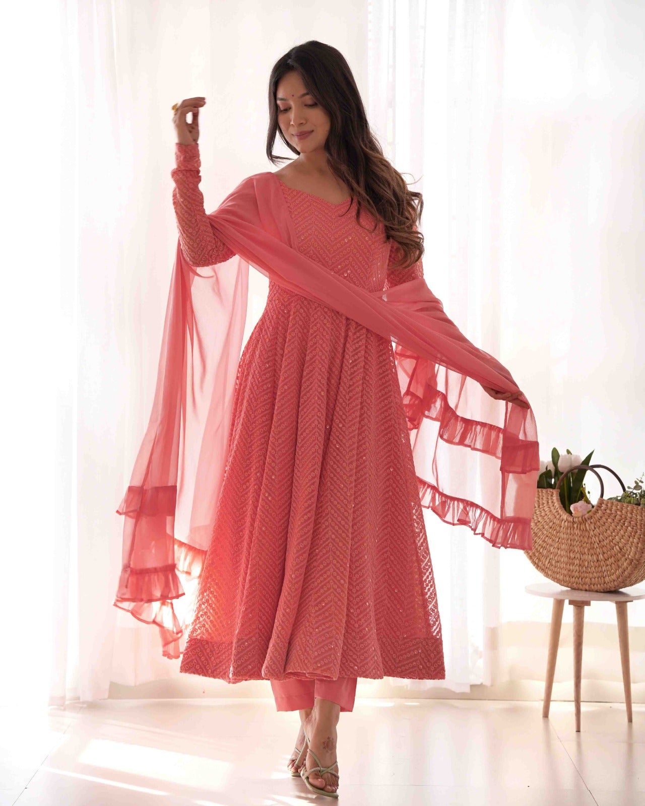 Elegant Embroidered Anarkali Set with Dupatta