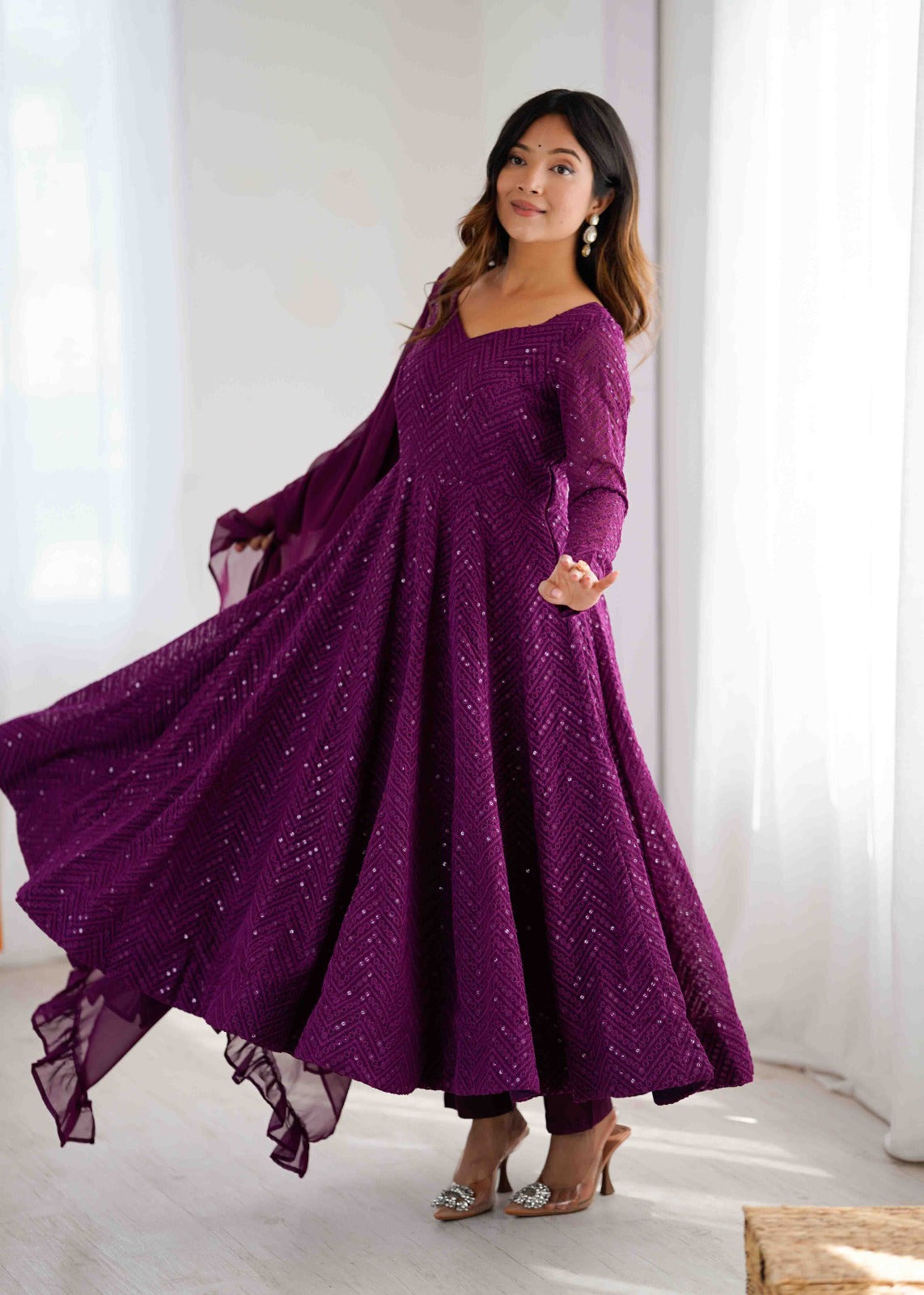Elegant Embroidered Anarkali Set with Dupatta