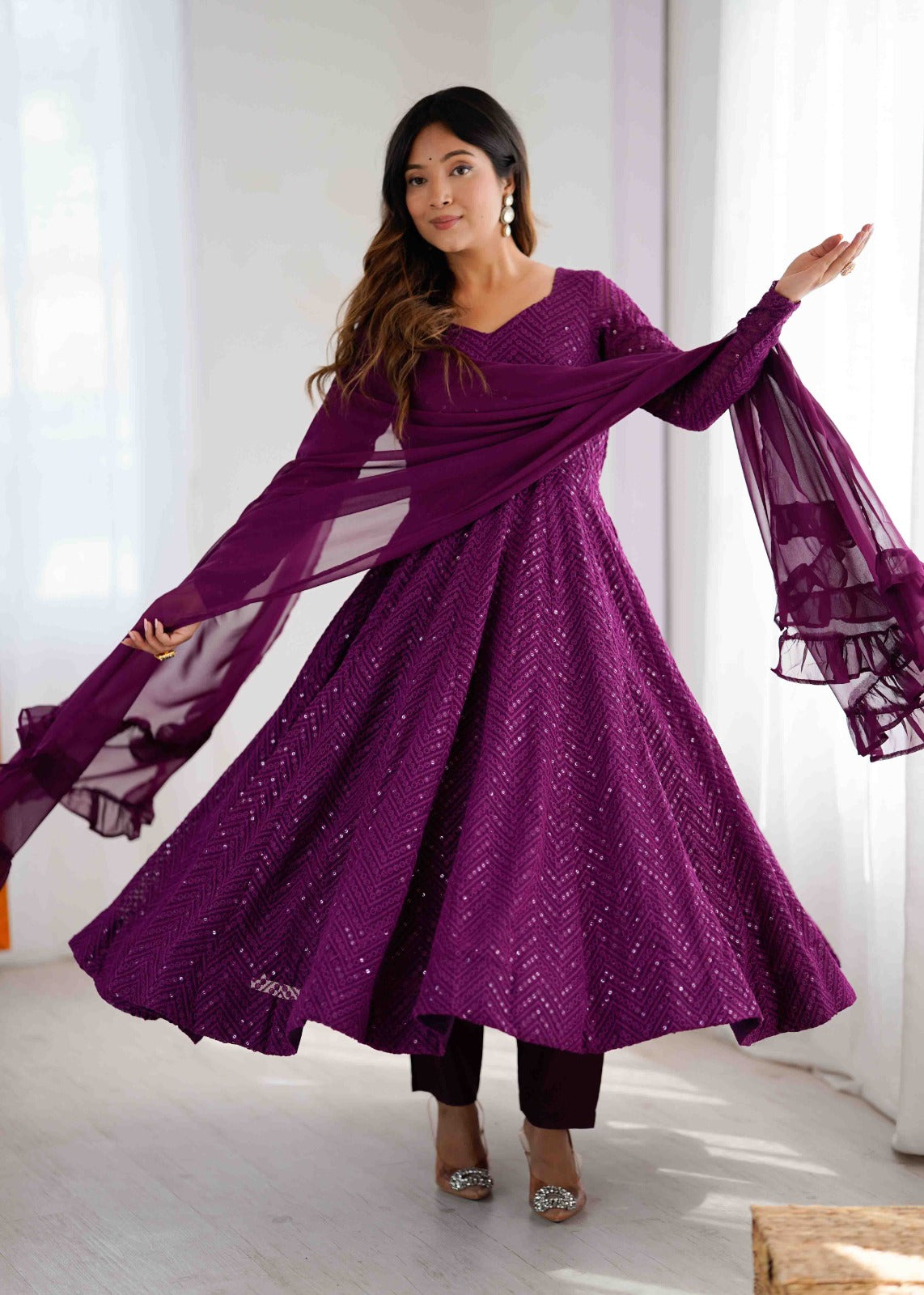 Elegant Embroidered Anarkali Set with Dupatta
