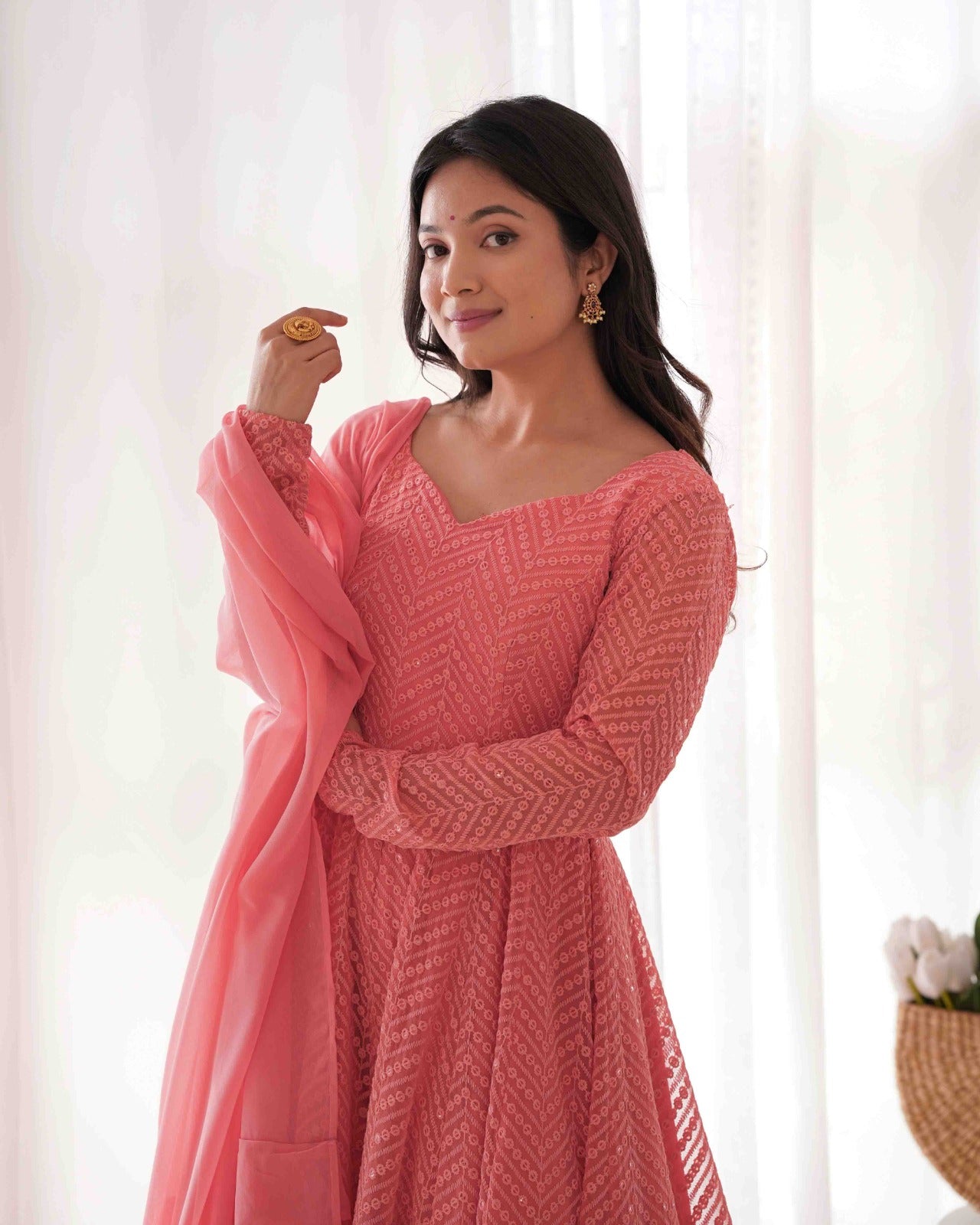 Elegant Embroidered Anarkali Set with Dupatta