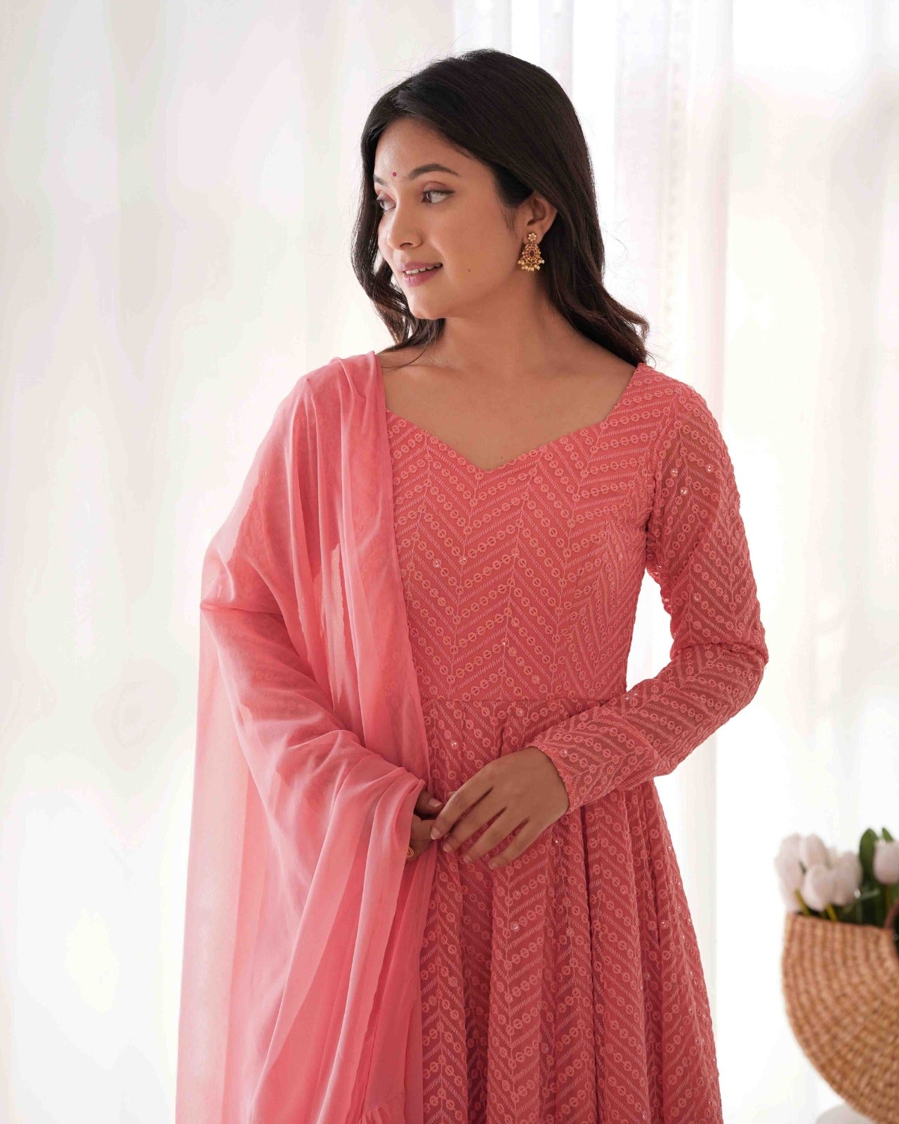 Elegant Embroidered Anarkali Set with Dupatta