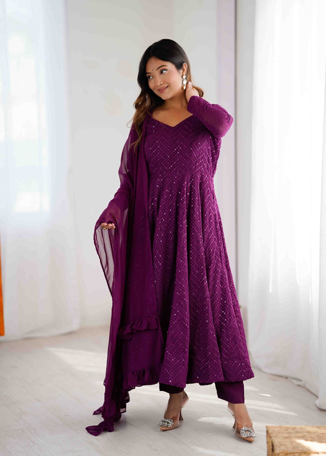 Elegant Embroidered Anarkali Set with Dupatta