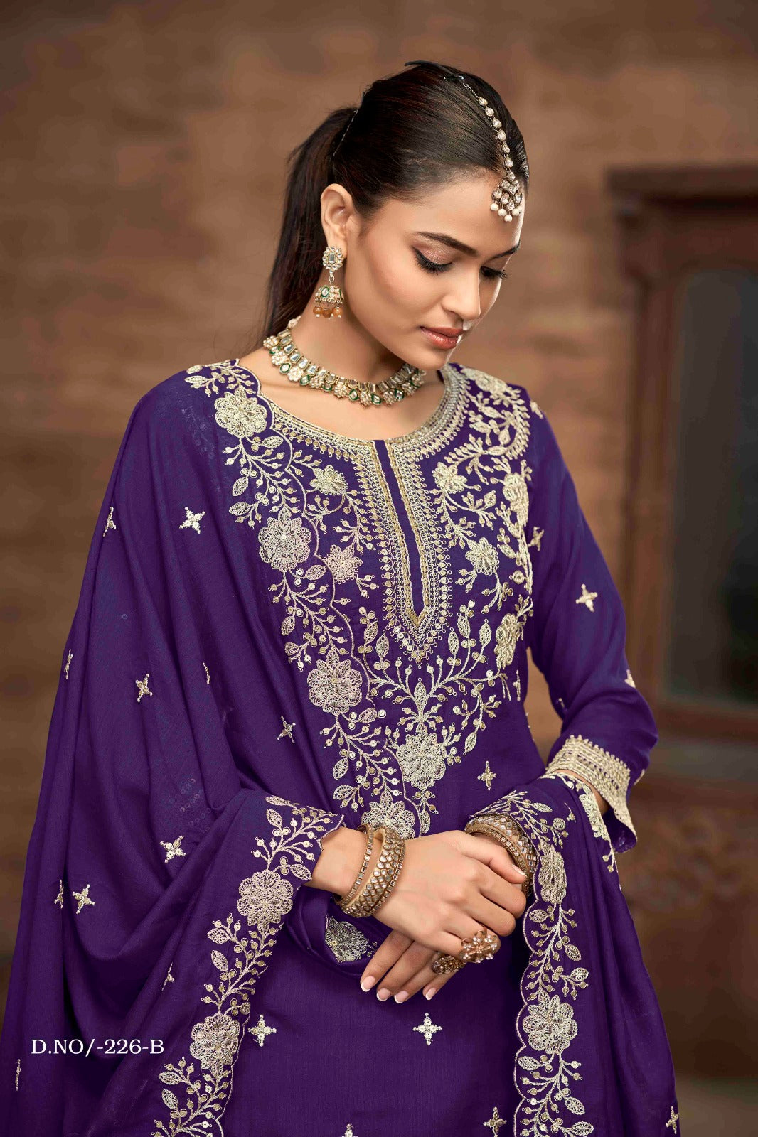Royal Elegance Embroidered Vichitra Silk Lehenga Set