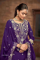 Royal Elegance Embroidered Vichitra Silk Lehenga Set