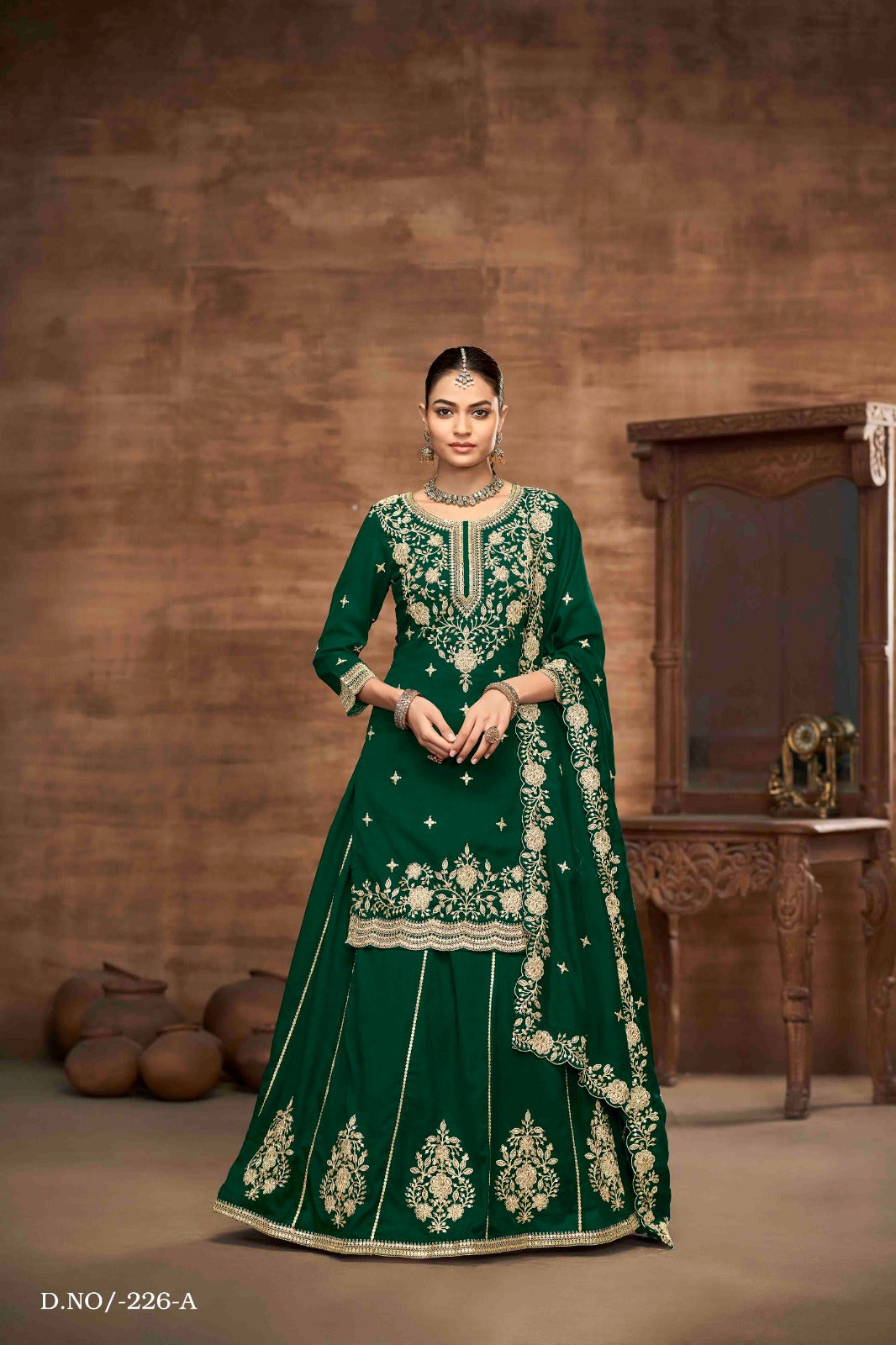 Royal Elegance Embroidered Vichitra Silk Lehenga Set