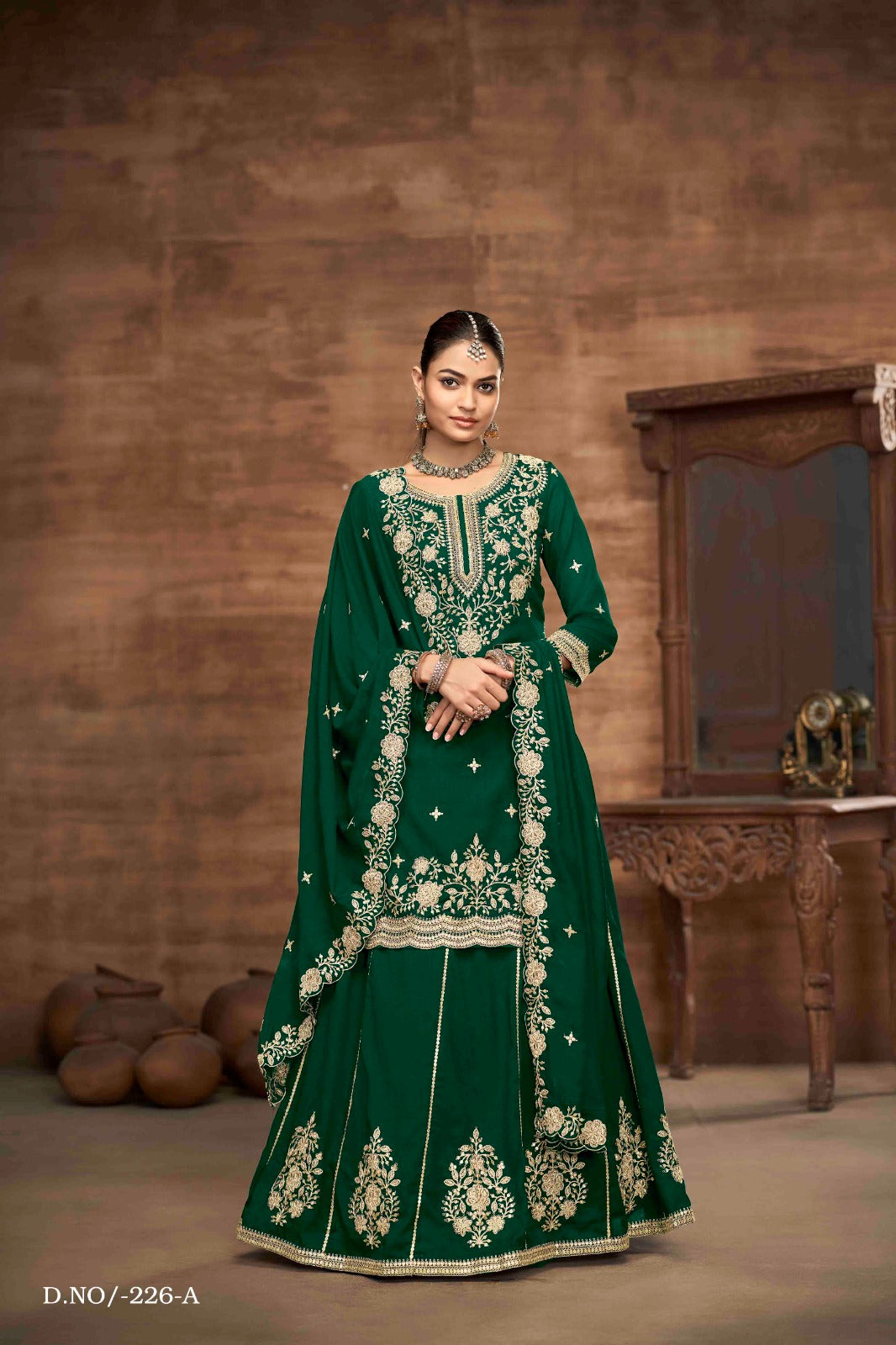 Royal Elegance Embroidered Vichitra Silk Lehenga Set