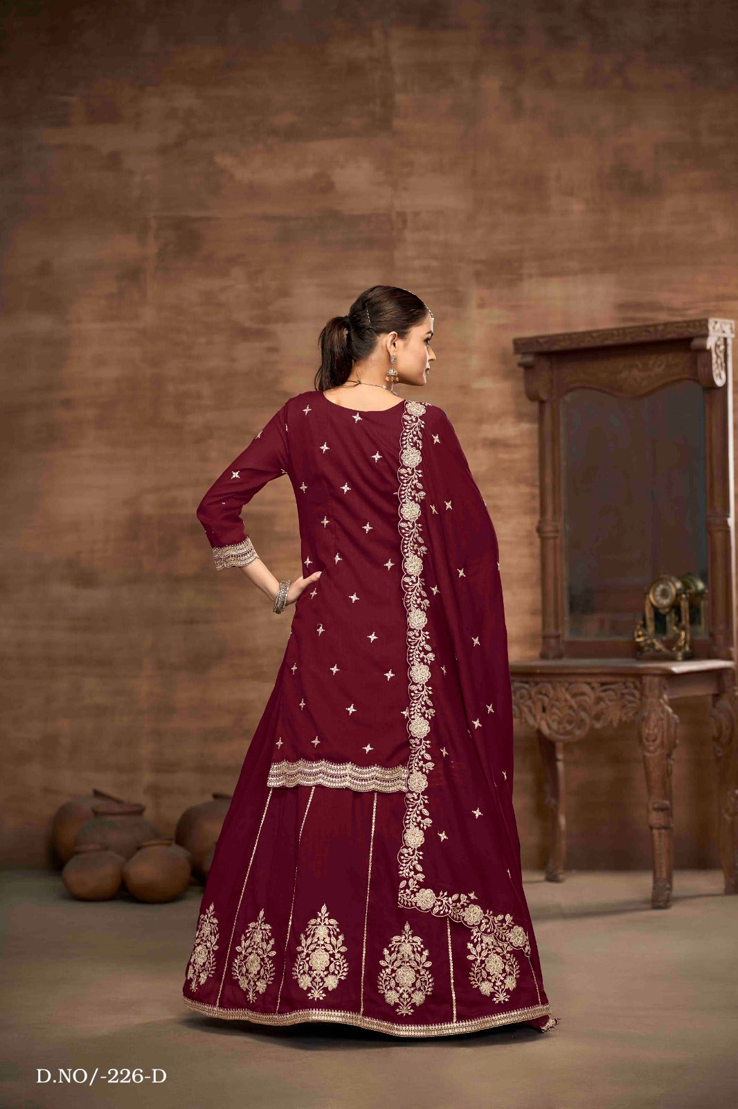 Royal Elegance Embroidered Vichitra Silk Lehenga Set