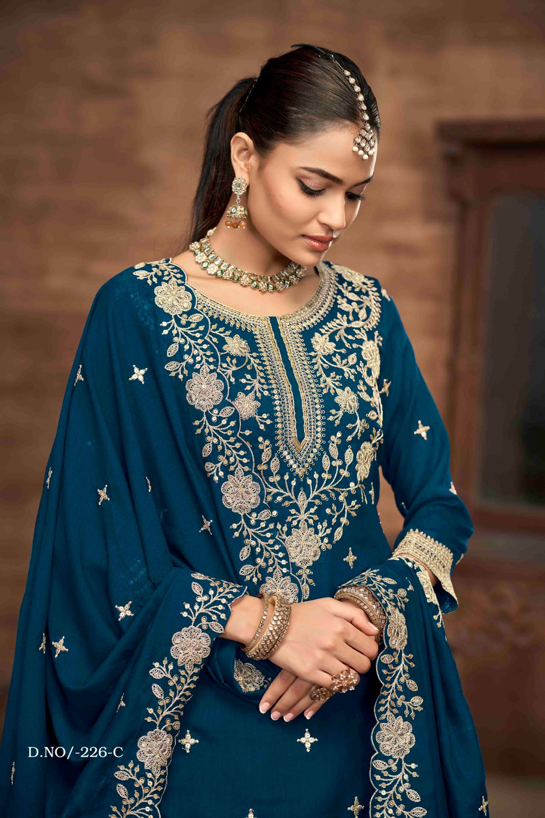 Royal Elegance Embroidered Vichitra Silk Lehenga Set