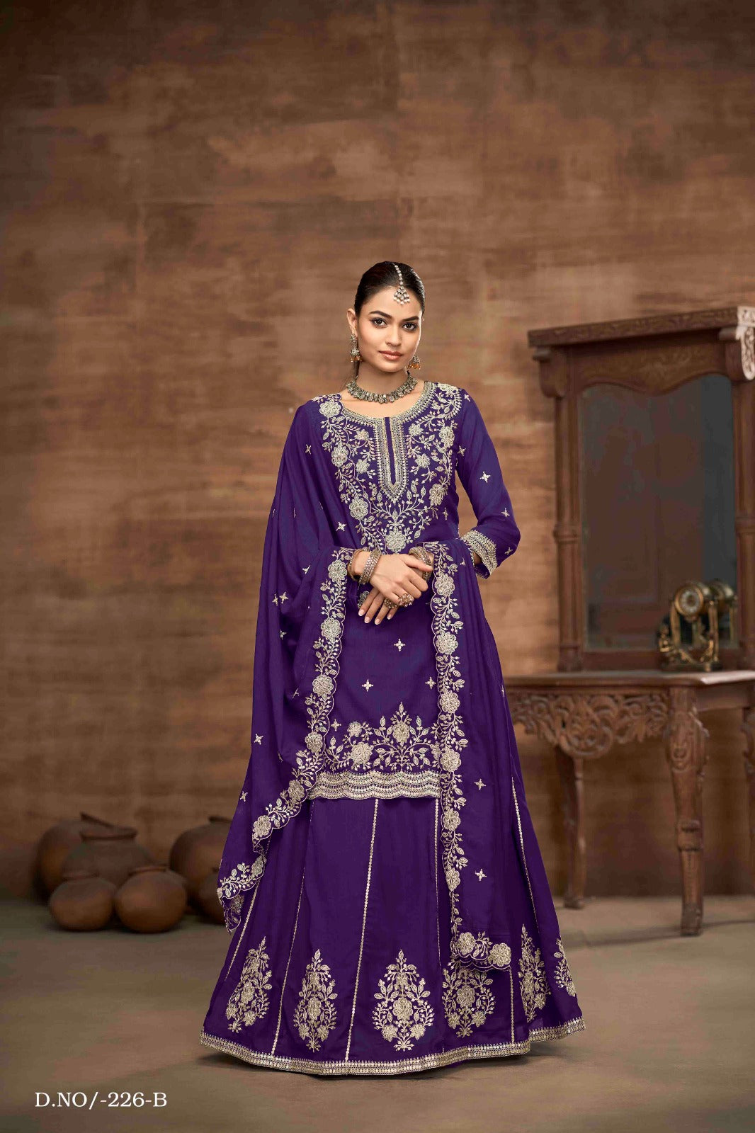 Royal Elegance Embroidered Vichitra Silk Lehenga Set
