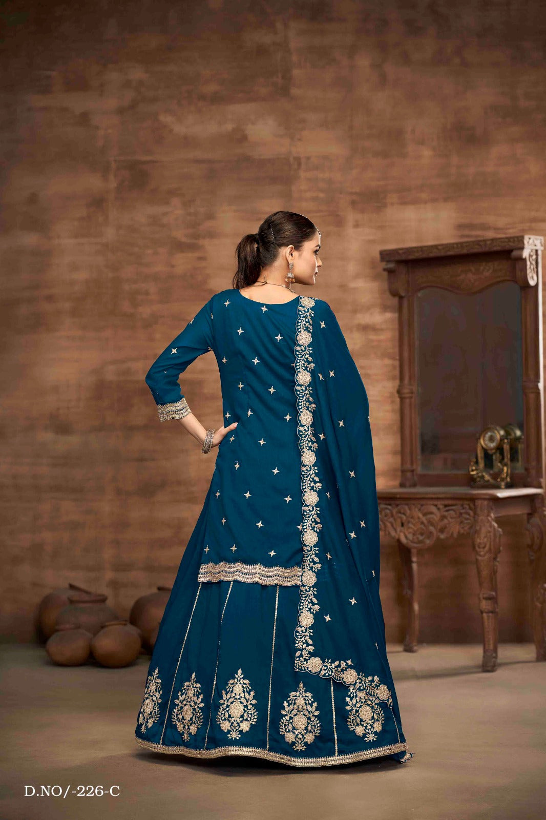 Royal Elegance Embroidered Vichitra Silk Lehenga Set