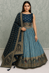 Regal Banarasi Silk Lehenga Set with Intricate Zari & Brocade Border – Timeless Festive Elegance