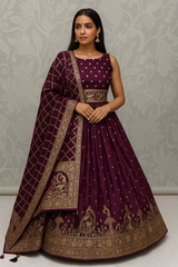 Regal Banarasi Silk Lehenga Set with Intricate Zari & Brocade Border – Timeless Festive Elegance