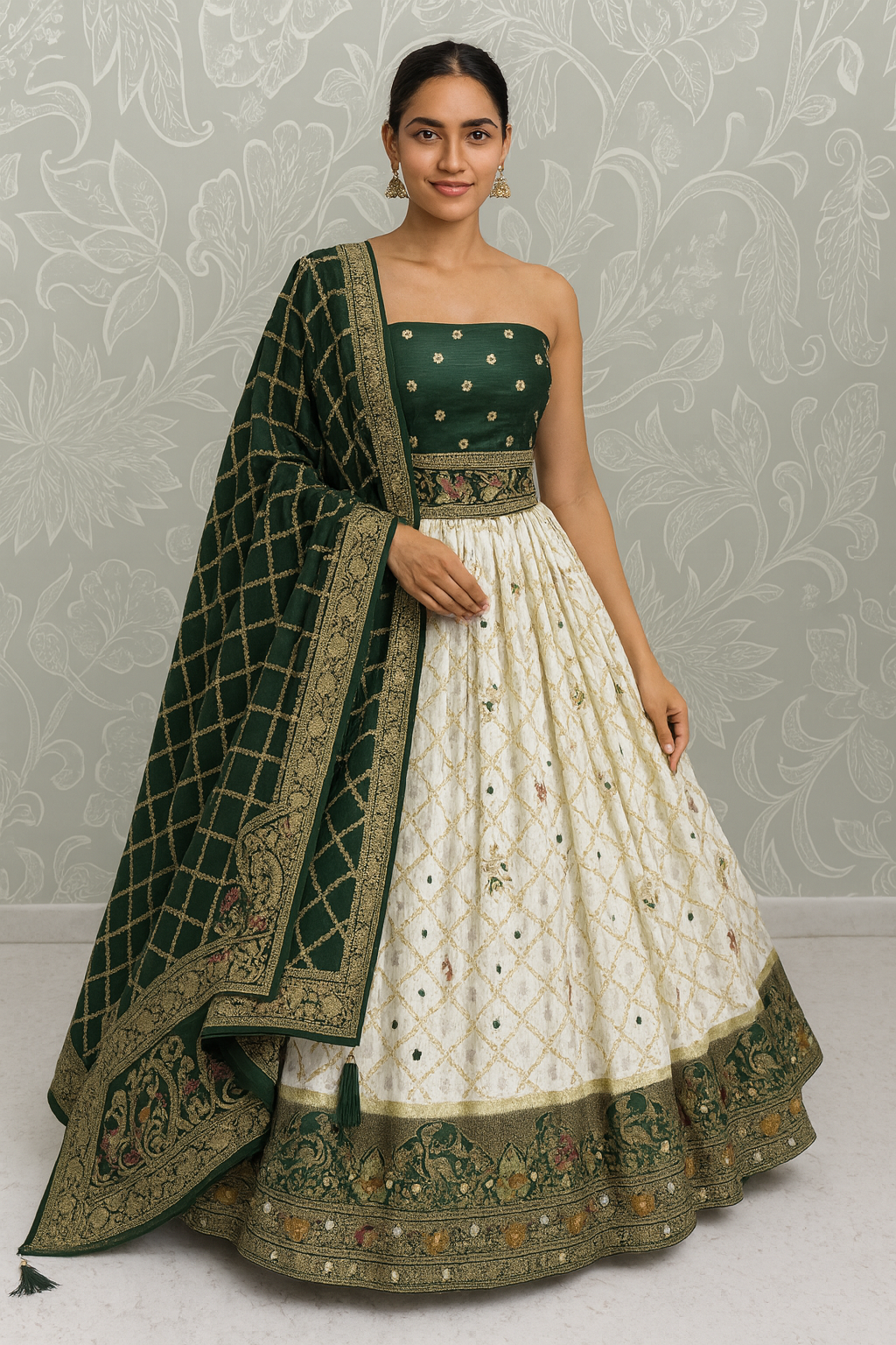 Regal Banarasi Silk Lehenga Set with Intricate Zari & Brocade Border – Timeless Festive Elegance
